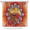 Indigenous Goanna Australia Shower Curtain Aussie Uluru Ayers Rock Sturt's Desert Pea