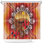 Indigenous Goanna Australia Shower Curtain Aussie Uluru Ayers Rock Sturt's Desert Pea