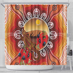 Indigenous Goanna Australia Shower Curtain Aussie Uluru Ayers Rock Sturt's Desert Pea