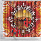 Indigenous Goanna Australia Shower Curtain Aussie Uluru Ayers Rock Sturt's Desert Pea