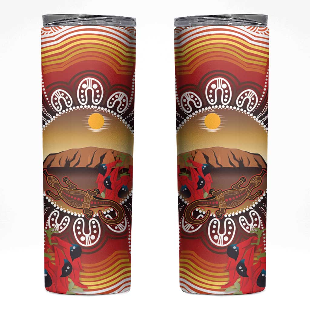 Indigenous Goanna Australia Skinny Tumbler Aussie Uluru Ayers Rock Sturt's Desert Pea