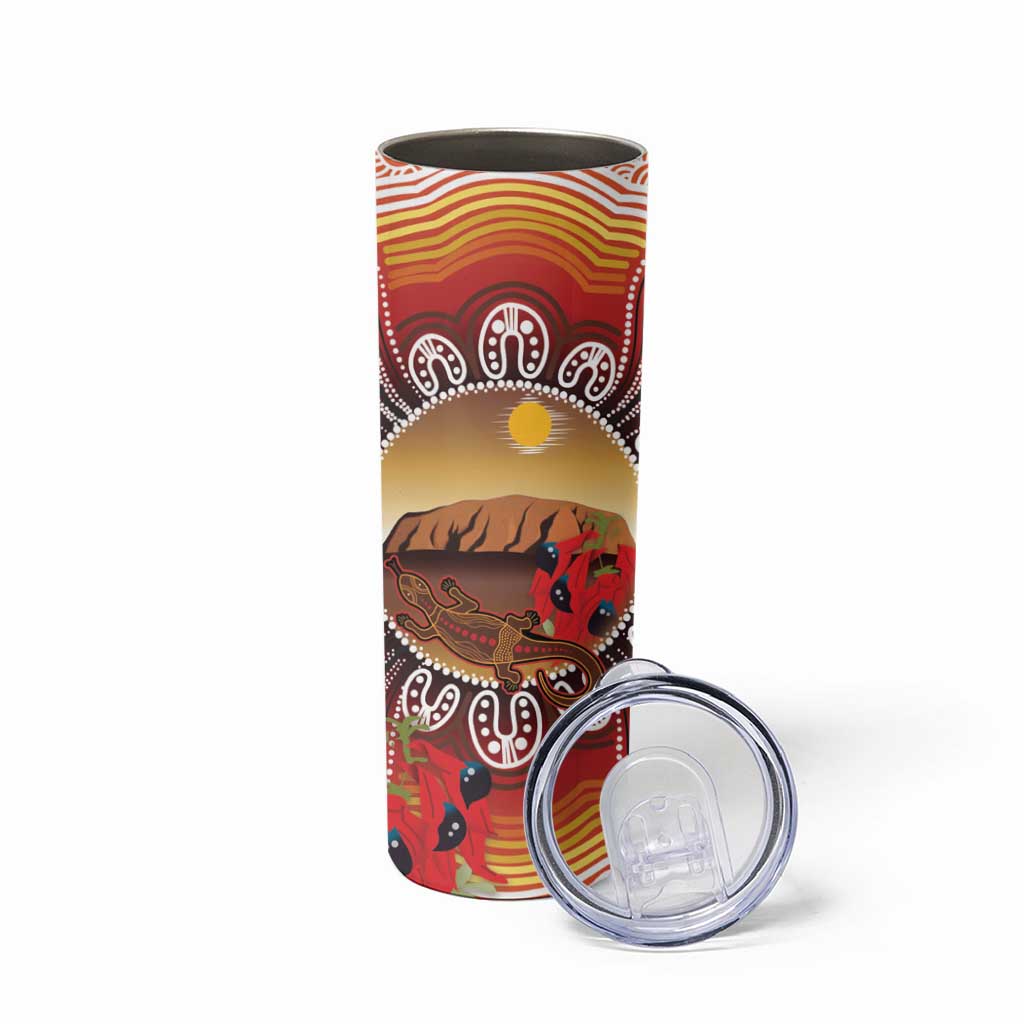 Indigenous Goanna Australia Skinny Tumbler Aussie Uluru Ayers Rock Sturt's Desert Pea