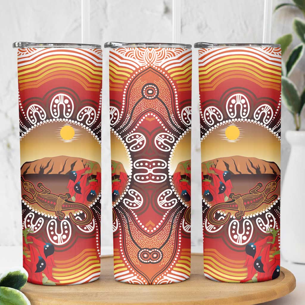 Indigenous Goanna Australia Skinny Tumbler Aussie Uluru Ayers Rock Sturt's Desert Pea