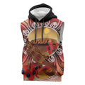 Indigenous Goanna Australia Sleeveless Hoodie Aussie Uluru Ayers Rock Sturt's Desert Pea
