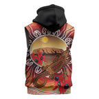Indigenous Goanna Australia Sleeveless Hoodie Aussie Uluru Ayers Rock Sturt's Desert Pea