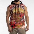 Indigenous Goanna Australia Sleeveless Hoodie Aussie Uluru Ayers Rock Sturt's Desert Pea