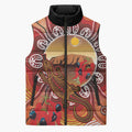 Indigenous Goanna Australia Sleeveless Puffer Jacket Aussie Uluru Ayers Rock Sturt's Desert Pea