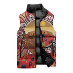 Indigenous Goanna Australia Sleeveless Puffer Jacket Aussie Uluru Ayers Rock Sturt's Desert Pea