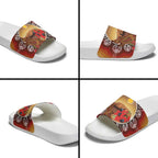 Indigenous Goanna Australia Slide Sandals Aussie Uluru Ayers Rock Sturt's Desert Pea