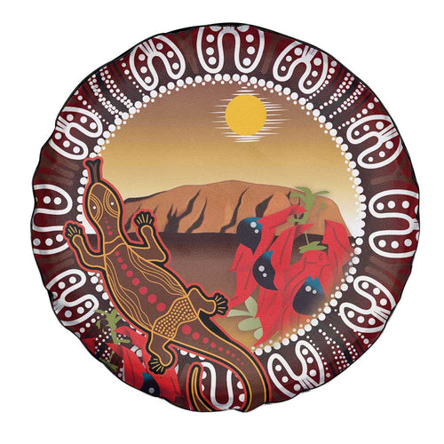 Indigenous Goanna Australia Spare Tire Cover Aussie Uluru Ayers Rock Sturt's Desert Pea