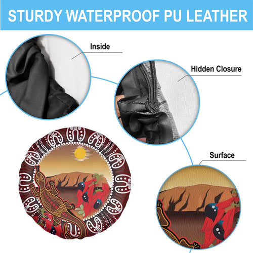 Indigenous Goanna Australia Spare Tire Cover Aussie Uluru Ayers Rock Sturt's Desert Pea