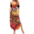 Indigenous Goanna Australia Summer Maxi Dress Aussie Uluru Ayers Rock Sturt's Desert Pea