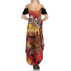 Indigenous Goanna Australia Summer Maxi Dress Aussie Uluru Ayers Rock Sturt's Desert Pea