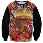 Indigenous Goanna Australia Sweatshirt Aussie Uluru Ayers Rock Sturt's Desert Pea
