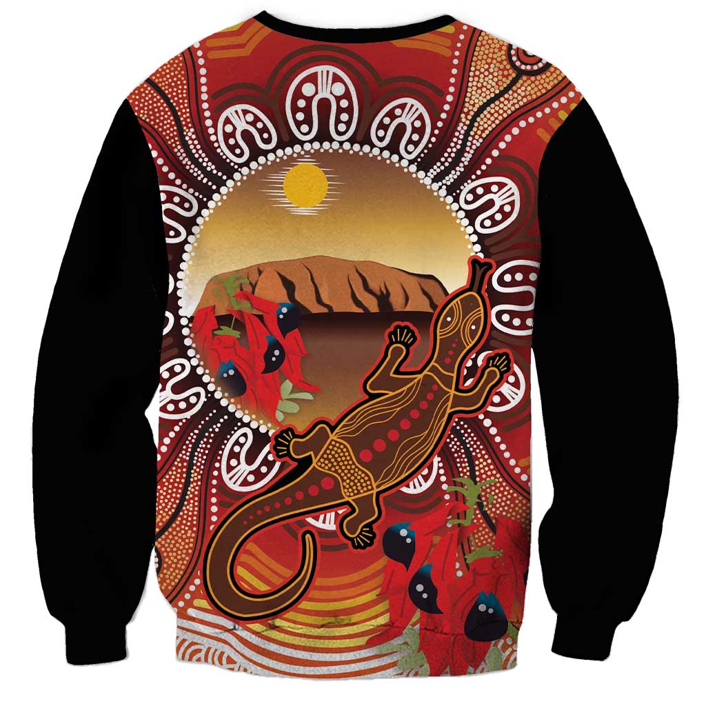 Indigenous Goanna Australia Sweatshirt Aussie Uluru Ayers Rock Sturt's Desert Pea