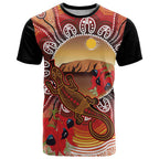 Indigenous Goanna Australia T Shirt Aussie Uluru Ayers Rock Sturt's Desert Pea