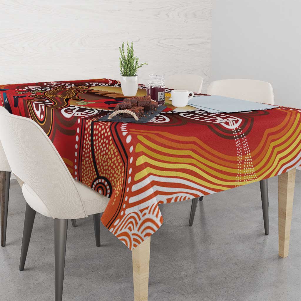 Indigenous Goanna Australia Tablecloth Aussie Uluru Ayers Rock Sturt's Desert Pea