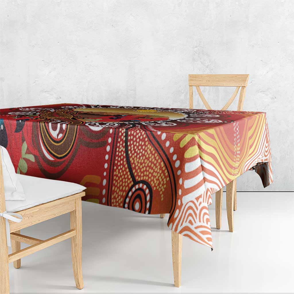 Indigenous Goanna Australia Tablecloth Aussie Uluru Ayers Rock Sturt's Desert Pea
