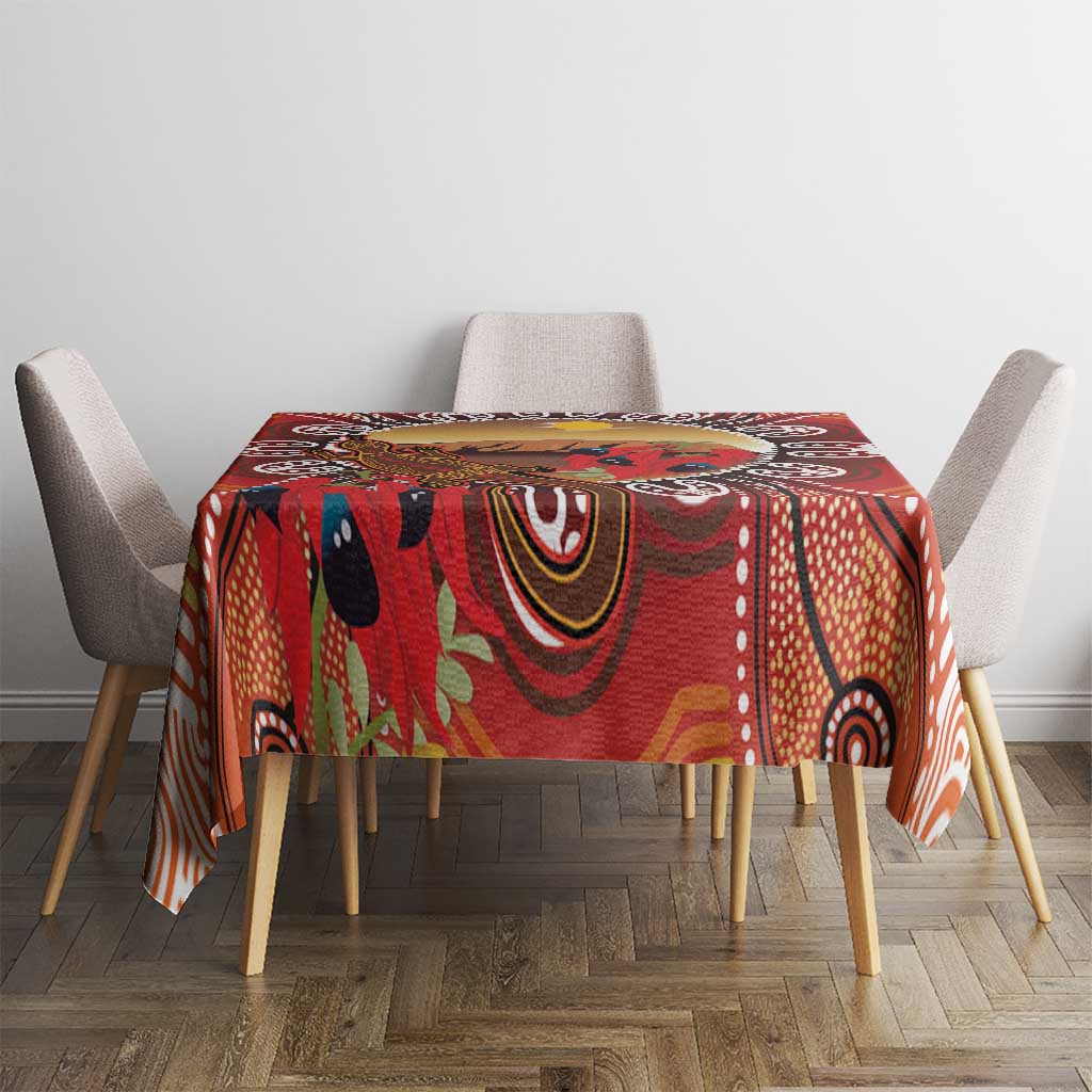 Indigenous Goanna Australia Tablecloth Aussie Uluru Ayers Rock Sturt's Desert Pea