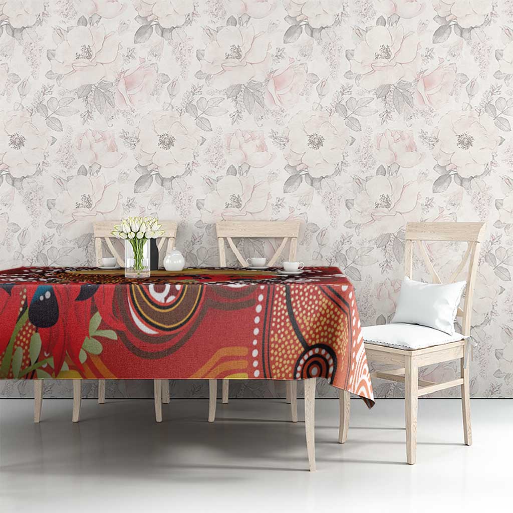 Indigenous Goanna Australia Tablecloth Aussie Uluru Ayers Rock Sturt's Desert Pea