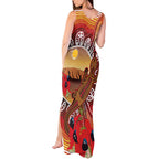 Indigenous Goanna Australia Tank Maxi Dress Aussie Uluru Ayers Rock Sturt's Desert Pea