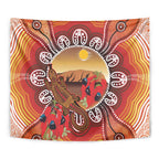 Indigenous Goanna Australia Tapestry Aussie Uluru Ayers Rock Sturt's Desert Pea