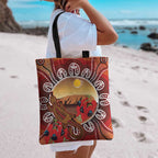 Indigenous Goanna Australia Tote Bag Aussie Uluru Ayers Rock Sturt's Desert Pea
