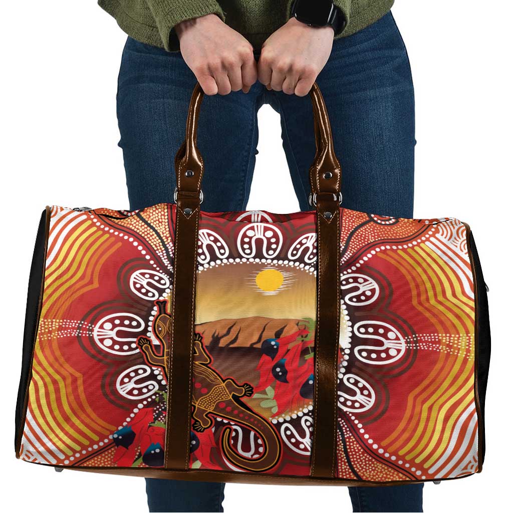 Indigenous Goanna Australia Travel Bag Aussie Uluru Ayers Rock Sturt's Desert Pea