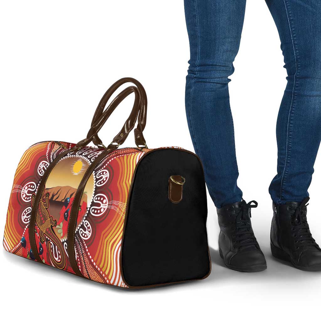 Indigenous Goanna Australia Travel Bag Aussie Uluru Ayers Rock Sturt's Desert Pea