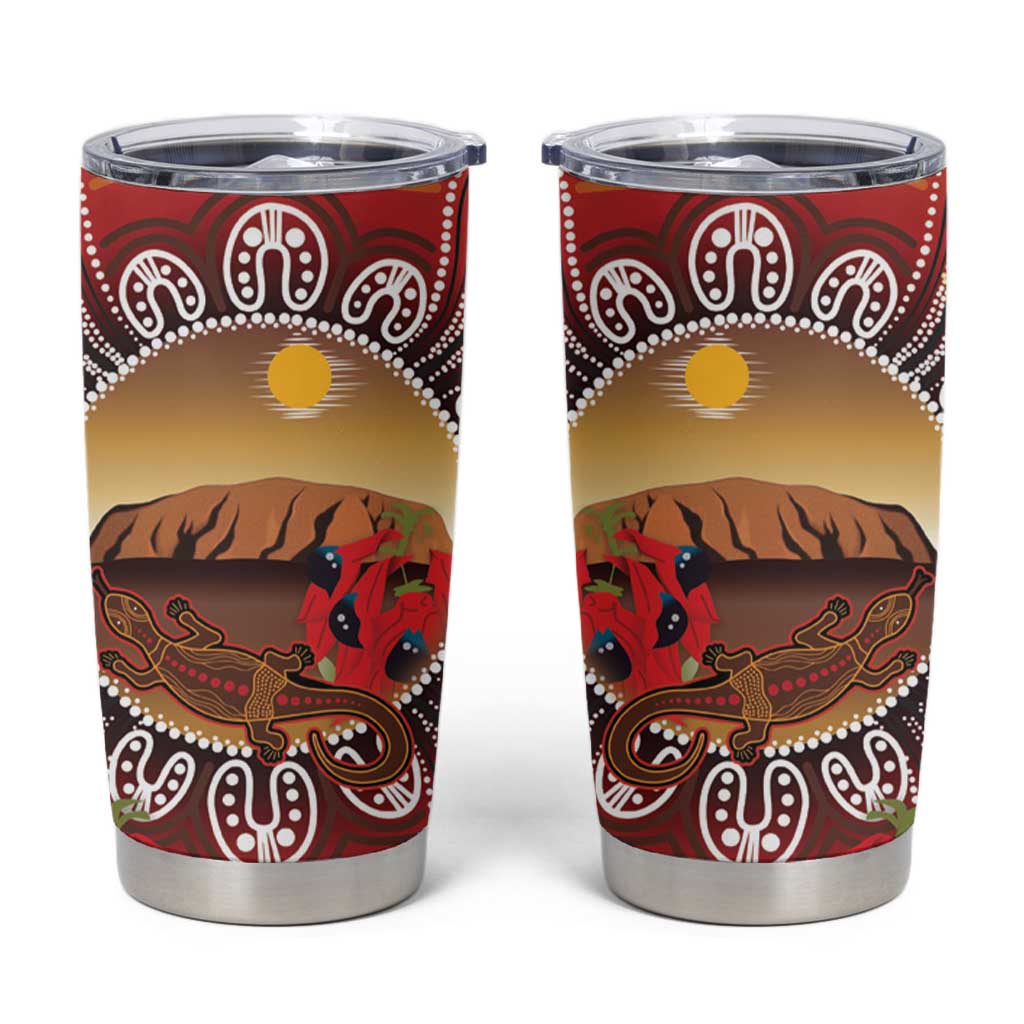 Indigenous Goanna Australia Tumbler Cup Aussie Uluru Ayers Rock Sturt's Desert Pea