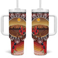 Indigenous Goanna Australia Tumbler With Handle Aussie Uluru Ayers Rock Sturt's Desert Pea