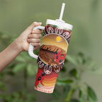 Indigenous Goanna Australia Tumbler With Handle Aussie Uluru Ayers Rock Sturt's Desert Pea