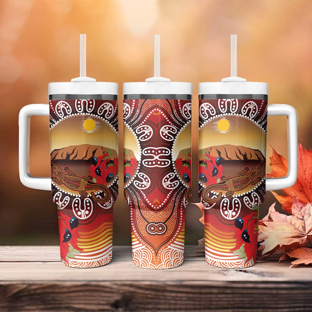 Indigenous Goanna Australia Tumbler With Handle Aussie Uluru Ayers Rock Sturt's Desert Pea