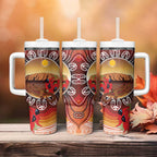 Indigenous Goanna Australia Tumbler With Handle Aussie Uluru Ayers Rock Sturt's Desert Pea