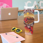 Indigenous Goanna Australia Tumbler With Handle Aussie Uluru Ayers Rock Sturt's Desert Pea