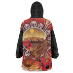 Indigenous Goanna Australia Wearable Blanket Hoodie Aussie Uluru Ayers Rock Sturt's Desert Pea