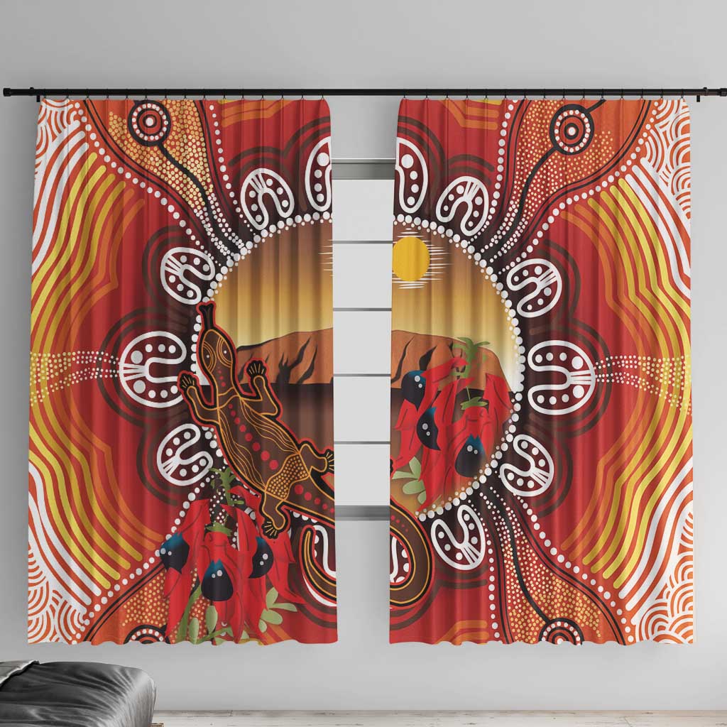 Indigenous Goanna Australia Window Curtain Aussie Uluru Ayers Rock Sturt's Desert Pea