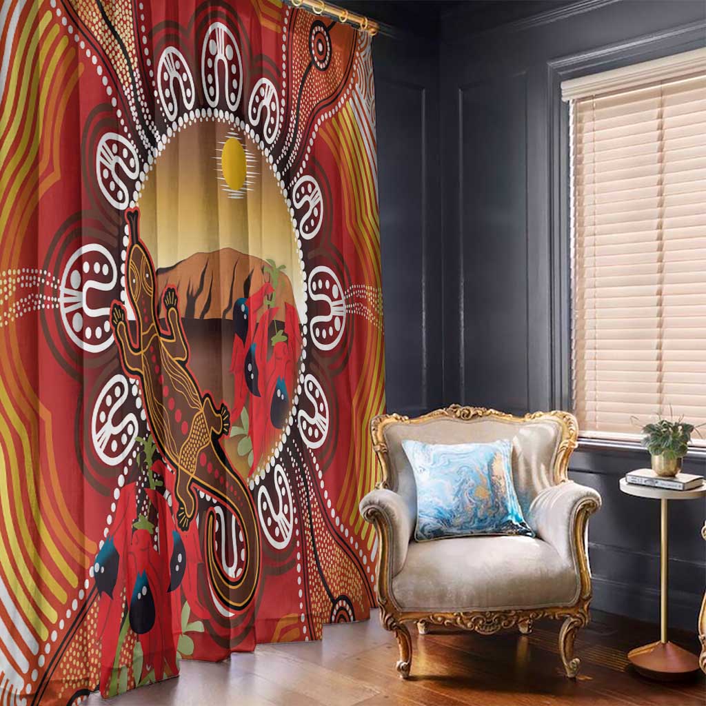 Indigenous Goanna Australia Window Curtain Aussie Uluru Ayers Rock Sturt's Desert Pea