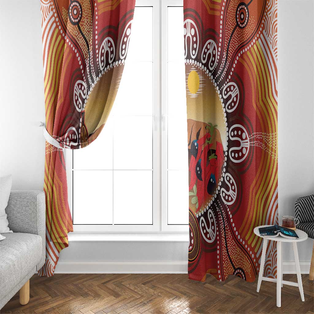 Indigenous Goanna Australia Window Curtain Aussie Uluru Ayers Rock Sturt's Desert Pea
