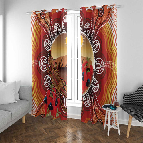 Indigenous Goanna Australia Window Curtain Aussie Uluru Ayers Rock Sturt's Desert Pea