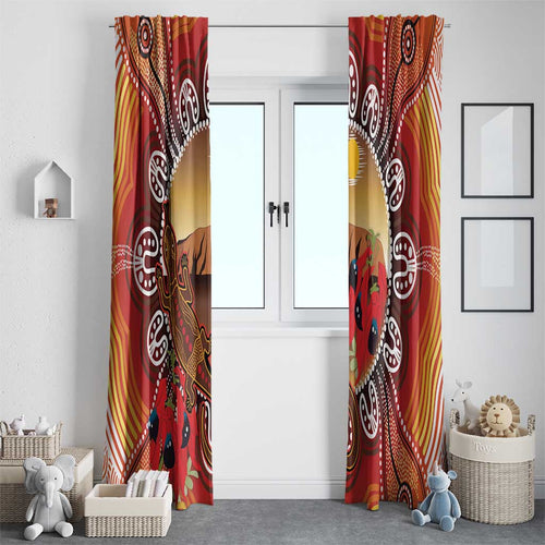 Indigenous Goanna Australia Window Curtain Aussie Uluru Ayers Rock Sturt's Desert Pea