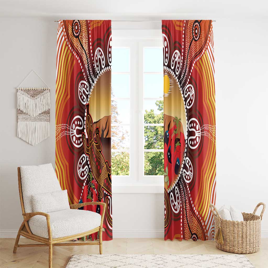 Indigenous Goanna Australia Window Curtain Aussie Uluru Ayers Rock Sturt's Desert Pea