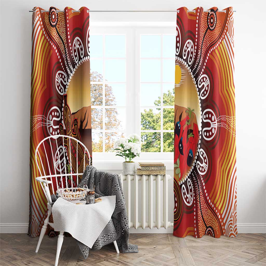 Indigenous Goanna Australia Window Curtain Aussie Uluru Ayers Rock Sturt's Desert Pea