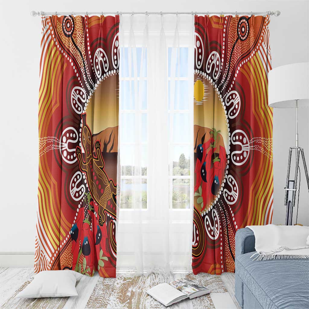 Indigenous Goanna Australia Window Curtain Aussie Uluru Ayers Rock Sturt's Desert Pea