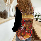 Indigenous Goanna Australia Women Casual Shirt Aussie Uluru Ayers Rock Sturt's Desert Pea