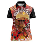 Indigenous Goanna Australia Women Polo Shirt Aussie Uluru Ayers Rock Sturt's Desert Pea