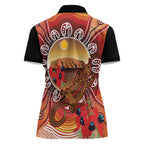Indigenous Goanna Australia Women Polo Shirt Aussie Uluru Ayers Rock Sturt's Desert Pea