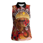 Indigenous Goanna Australia Women Sleeveless Polo Shirt Aussie Uluru Ayers Rock Sturt's Desert Pea