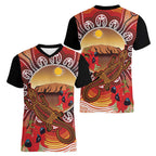 Indigenous Goanna Australia Women V-Neck T-Shirt Aussie Uluru Ayers Rock Sturt's Desert Pea
