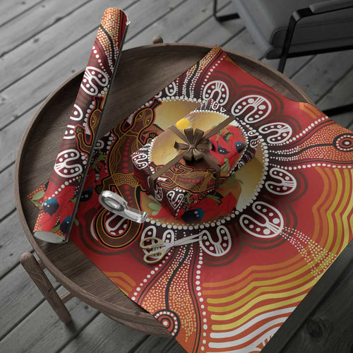 Indigenous Goanna Australia Wrapping Paper Aussie Uluru Ayers Rock Sturt's Desert Pea